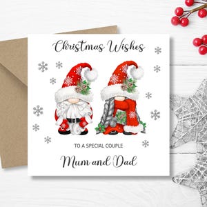 Personalised Gonk couple Christmas card - Any Names - Gnome Couple Xmas Card - Mum & Dad Christmas card - Nan and Grandad Christmas couple