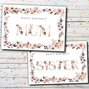 Floral Birthday Card for Mum - Floral Birthday Card for Sister - Floral Birthday Card for Auntie - Floral Birthday Card for Friend ect