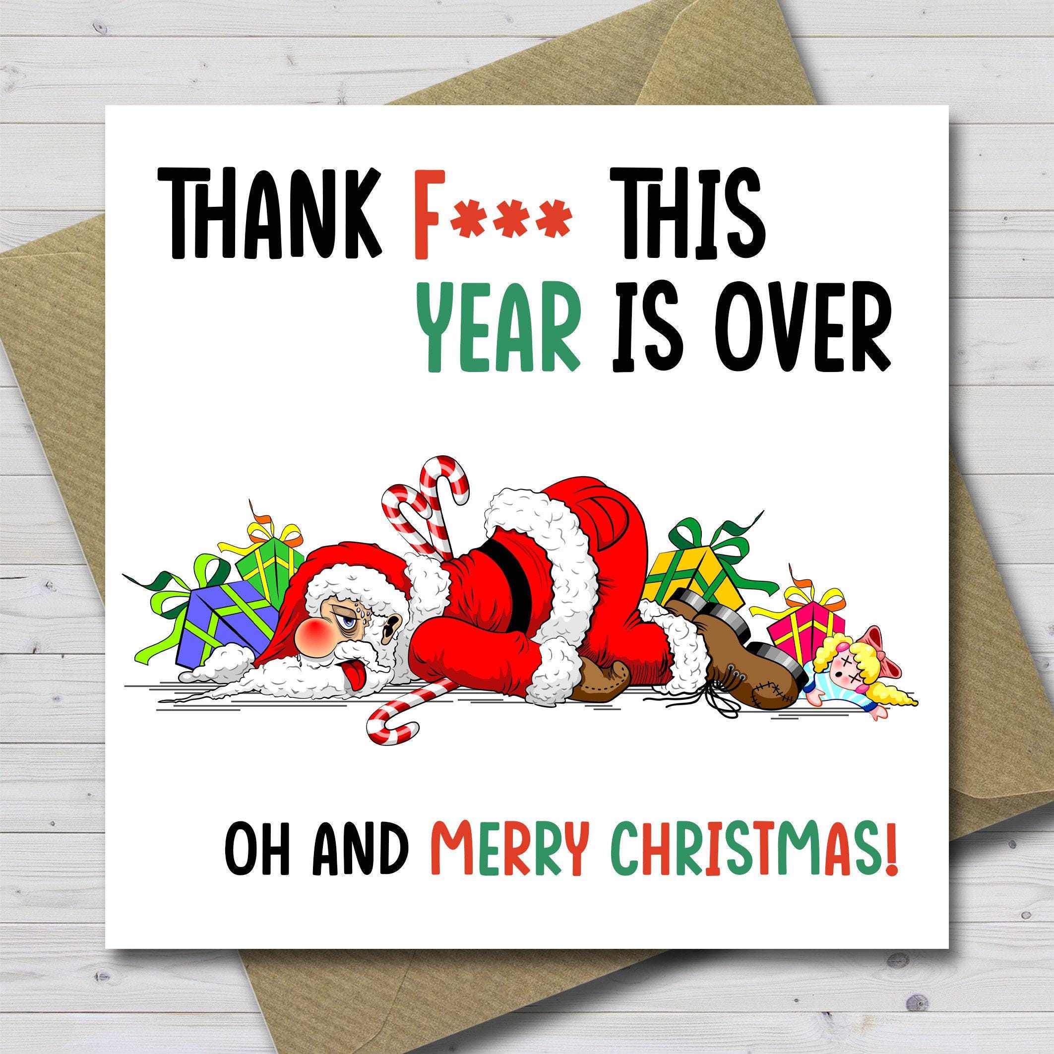 Rude Christmas Card - Xmas Card - Funny Joke Bad Santa Swearing - Tired Bad  Year - for Dad Mum Son Daughter Grandchild Family or Friends - Etsy