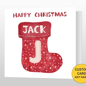 Personalised Christmas Card Stocking for Grandson or Granddaughter Daughter Son  - Stocking Christmas Card - Any Name - Cute Stocking Card