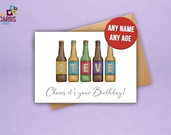 Personalized Beer Birthday Card - Funny Cider Card for Him