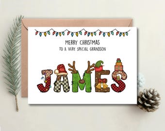 Personalized Christmas Card – Custom Name Xmas Card, A5 Size