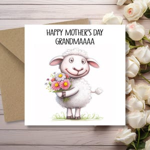 Grandma / Nana Mothers Day Card - Grandmother Mothers Day Card - Cute flowers mothers day card for nana nan grandma gran