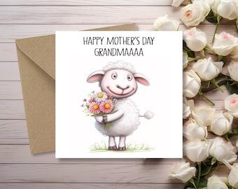 Grandma / Nana Mothers Day Card - Grandmother Mothers Day Card - Cute flowers mothers day card for nana nan grandma gran