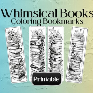 花柄の塗り絵ブックマーク：印刷可能な気まぐれなブックアート（PDF）