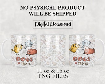 Divertente file PNG Doggos per tazze da 11 oz e 15 oz - Design tazza PNG - 2 - Involucro tazza da caffè - Involucro file di stampa tazza per cani PNG - Involucro tazza carino