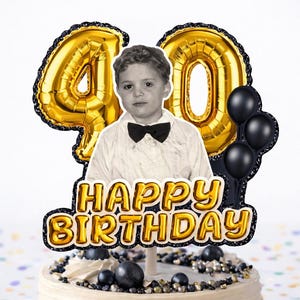 Topo de Bolo Personalizado com Foto para Aniversário | Decoração para Festa com Memórias da Infância