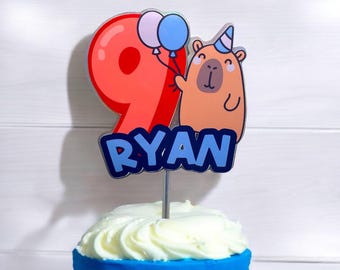 Custom Capybara Birthday Cake Topper: Animal Party Decoration