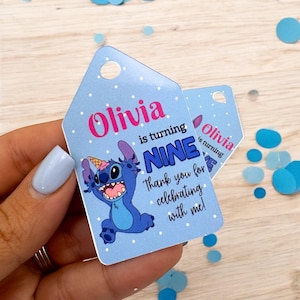 Personalized Stitch Birthday Favor Tags: Custom Party Thank You (Set of 12)