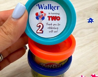Patriotic Play-Doh Stickers: Red White & TWO Birthday Favors - Set of 30