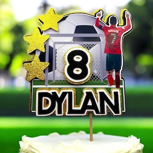 Personalized Soccer Cake Topper – Custom Name & Age – Ronaldo Inspired Topper – World Cup Birthday - Messi Topper - Argentina - Portugal