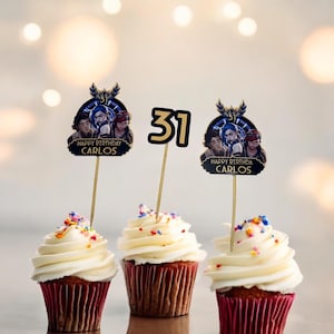 Steampunk Fantasy Cupcake Toppers: Custom Gamer Birthday Party Decor