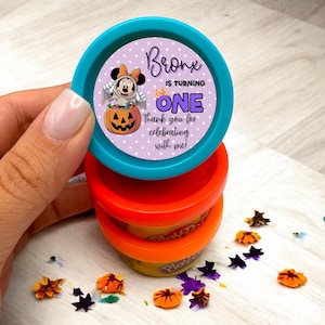 Halloween Minnie Birthday Stickers: Custom Party Favor Labels, 1.5&quot; Round, 30 ct