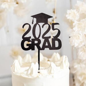 2025 Graduation Cake Topper: Glitter Grad Cap Party Decor