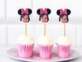 Custom Face Cupcake Toppers - Mouse Ears, Personalized Photo Toppers, Custom pink bow Hat Party Décor, Any Age Birthday Decorations