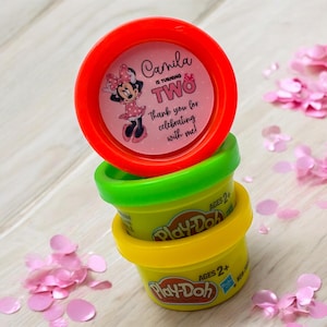 Personalized Minnie Mouse Play-Doh Stickers: Pink Birthday Party Favors - Set of 30