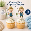 Custom Photo Fishing Party Cupcake Toppers | O-Fish-Ally One Birthday Decor