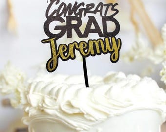 Decorazione per torta di laurea glitterata personalizzata: nome e anno personalizzati