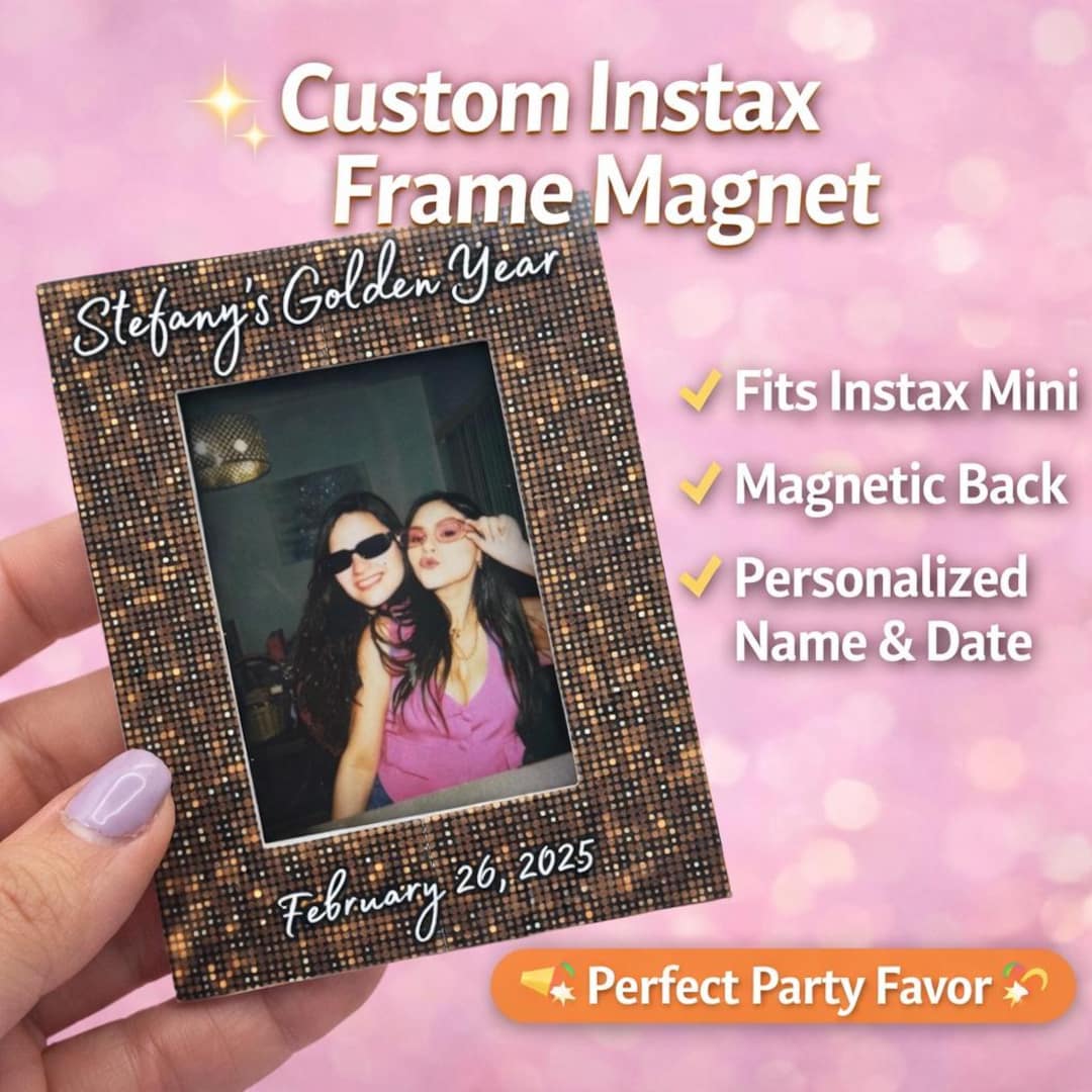 Personalized Instax Mini Magnet Frame | Custom Photo Fridge Magnet ...