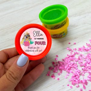 Personalized Princess Birthday Party Stickers: Play-Doh Favors, Thank You Labels - 1.5&quot; Round, 30/Sheet