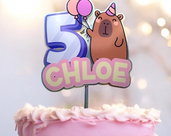 Personalized Capybara Birthday Cake Topper – Animal Theme Party