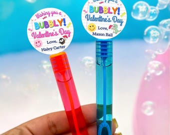 Personalized Bubble Wand Valentines | Classroom Party Favors (Set of 12)