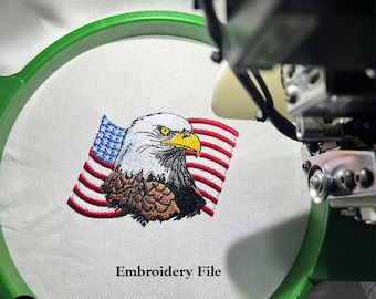 American Eagle and Flag Machine Embroidery Design File for Hats, Embroidery Designs Trendy, 4th July Embroidery, Veterans Day Custom Dad Hat