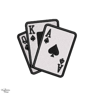 Fichier de motifs de broderie machine pour chapeaux, motifs de broderie tendance, broderie de cartes de poker, snapback personnalisé et chapeau de papa PES VP3