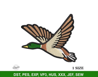 Flying Duck Embroidery Design File for Hats, Embroidery Designs Trendy, Custom Baseball. Snapback and Dad Hat, Birds Embroidery PES Files