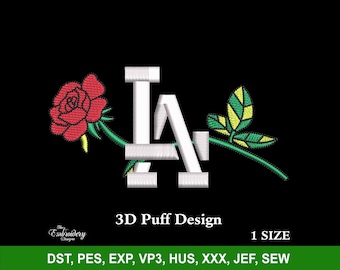 Los Angeles Rose 3D Puff Raised Embroidery Machine Design File for Custom Baseball Hat, Embroidery Designs Trendy,Custom Snapback Embroidery