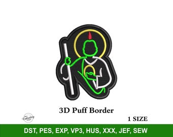 Saint Judas with 3D Puff Raised Border Embroidery Design File for Hats, Trendy Embroidery Design, Custom Snapback, Religious Easter PES DST
