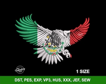 Mexican Eagle Embroidery Design for Hats, Embroidery Designs Trendy, Custom Hat Embroidery, Gorra Bordados, Eagle Emblem of Mexico Dst & Pes