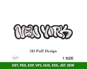 New York City 3D Puff Machine Embroidery File for Hats, Embroidery Designs Trendy, Custom Snapback & Trucker Caps, Foam Puff Embroidery Font