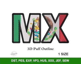 Mexico Embroidery Design for Hats, Embroidered Pattern, Embroidery Files PES and Trendy, DST Files, Custom Hat Embroidery, Gorra Bordados