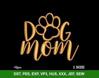 Dog Mom Embroidery Machine Design File for Hats, Trendy Embroidery Design, Pet Embroidery Files, Custom Baseball Cap, Snapback & Dad Hat PES