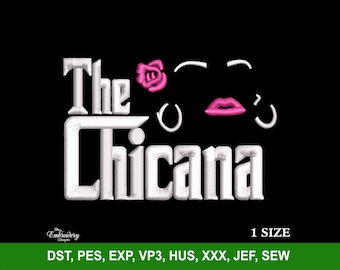 The Chicana Embroidery Machine Design File for Hats & Beanies, Trendy Embroidery Designs, Custom Fitted, Dad Hat and Snapback Hat PES File