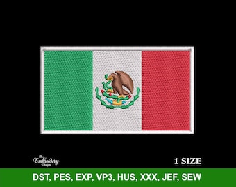 Mexico Flag Embroidery Machine Design File for Side of Hats, Trendy Embroidery Design, Mexican Embroidery, Custom Snapback and Dad Hats PES