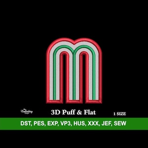 Mexico Logo 3d Puff & Flat Machine Borduurontwerpbestand voor hoeden, borduurontwerpen Trendy, Béisbol Gorra Bordados, aangepaste honkbalhoed