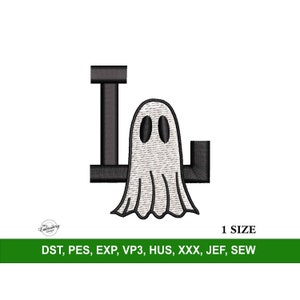 Los Angeles Ghost Embroidery Machine Design File for Hats and Flat, Embroidery Designs Trendy, Custom Baseball Hat, Halloween Embroidery PES