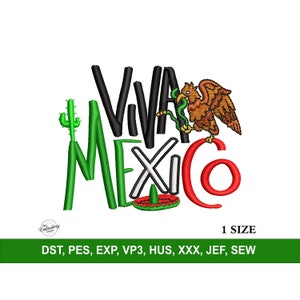 Viva Mexico Machine Embroidery Design File for Hats, Trendy Embroidery Design, Custom Hat Embroidery, Gorras Trucker & Snapback, Dad Hat PES