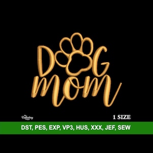 Dog Mom Embroidery Machine Design File for Hats, Trendy Embroidery Design, Pet Embroidery Files, Custom Baseball Cap, Snapback & Dad Hat PES