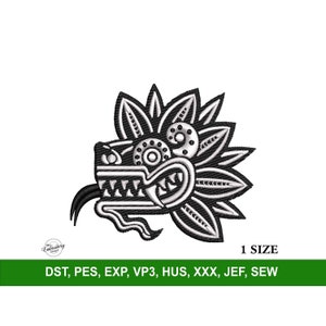Quetzalcoatl Aztec Mayan Machine Embroidery Design File for Hats, Embroidery Designs Trendy, Custom Baseball Hat, Tribal Embroidery PES File