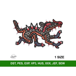 Cipactli Aztec Dragon Machine Embroidery Design File for Hats, Trendy Embroidery, Gorra Bordado, Mexican Embroidery for Snapback Cap PES