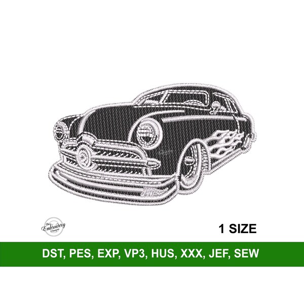 Classic Car Machine Embroidery Design File, Vehicle Embroidered Design, Sport Car DST File, Trendy Embroidery, Auto Stickdateien PES and VP3