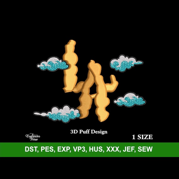 Los Angeles Cloudy Smoky 3D Puff Embroidery Machine Design File for Hats, Trendy Embroidery Design, Mexican Embroidery, Custom Dad Hat PES