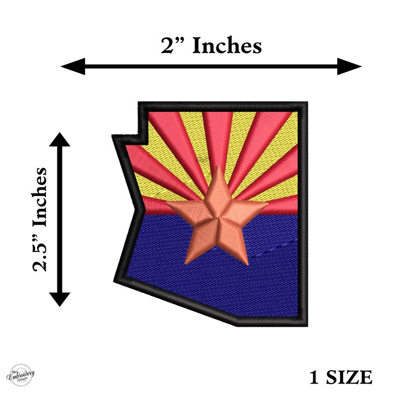 Arizona Flag Border & Star 3D Puff Raised Embroidery Design File for ...