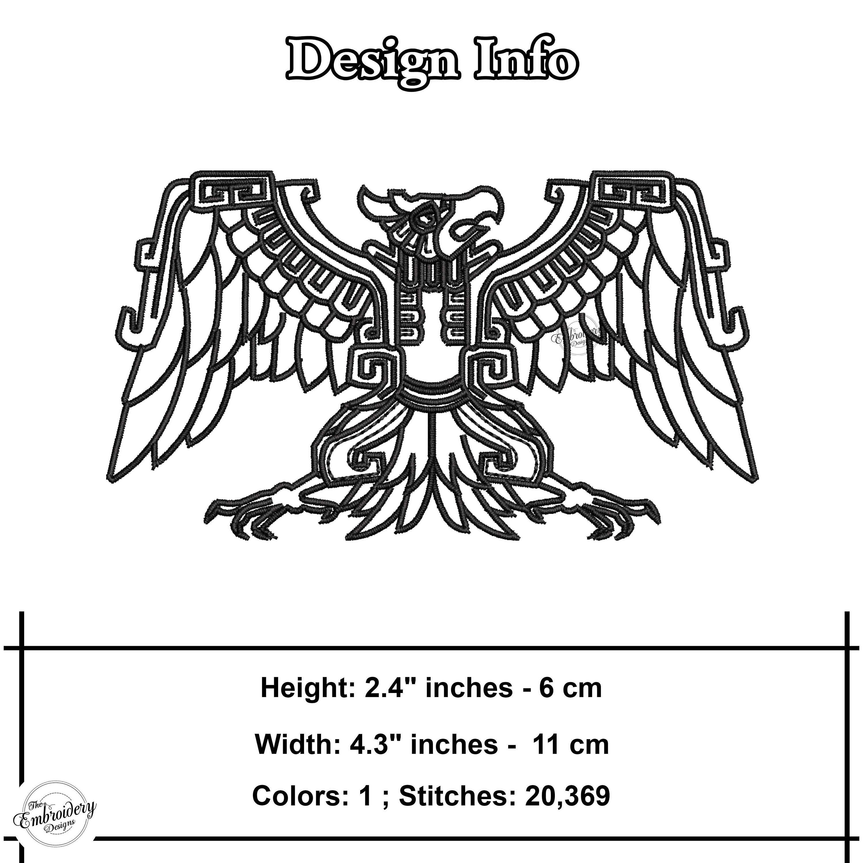 Aguila Azteca Outline Machine Embroidery Design File for Hats, Trendy ...