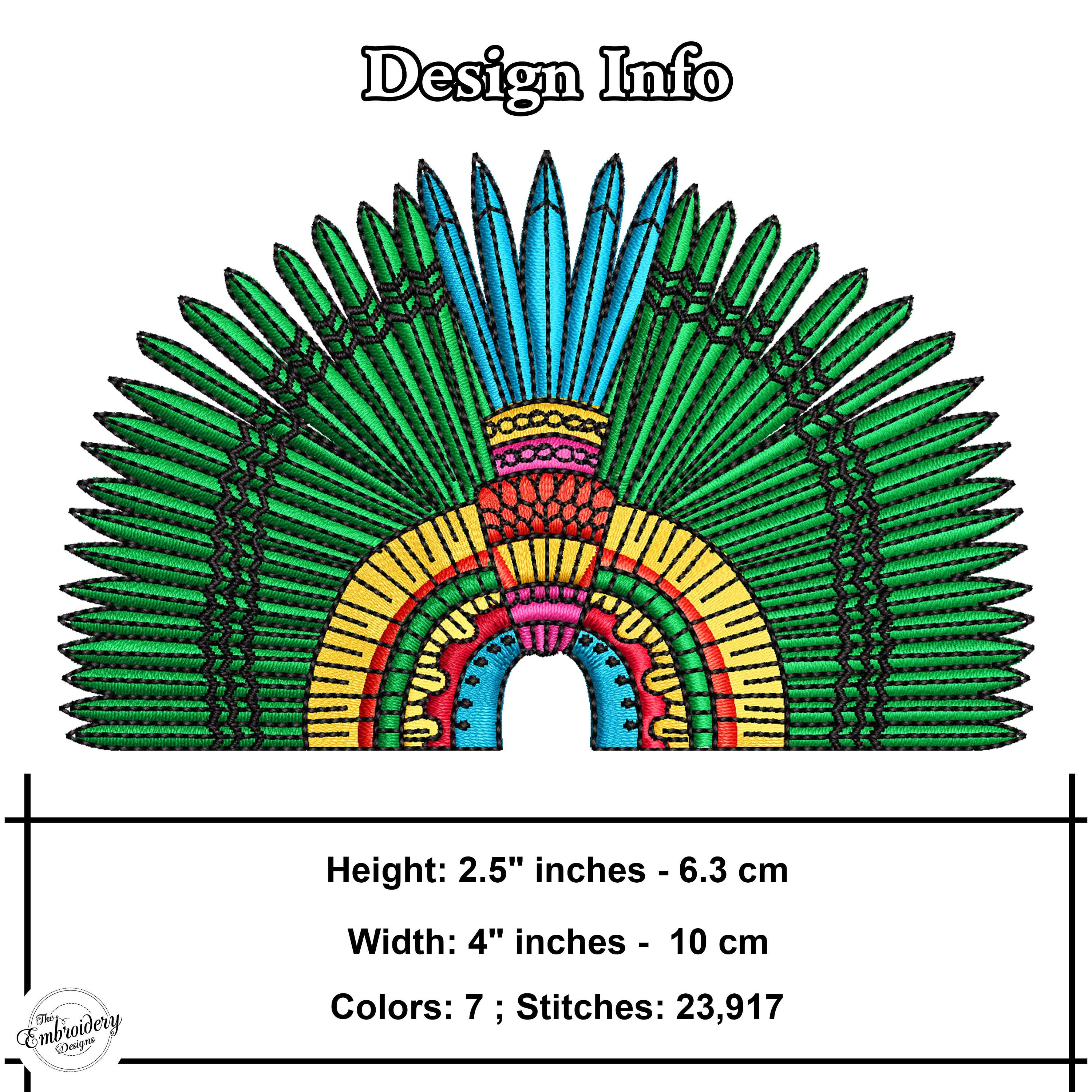 Feather Crown of Aztec Emperor Embroidery Machine Design File for Hats ...