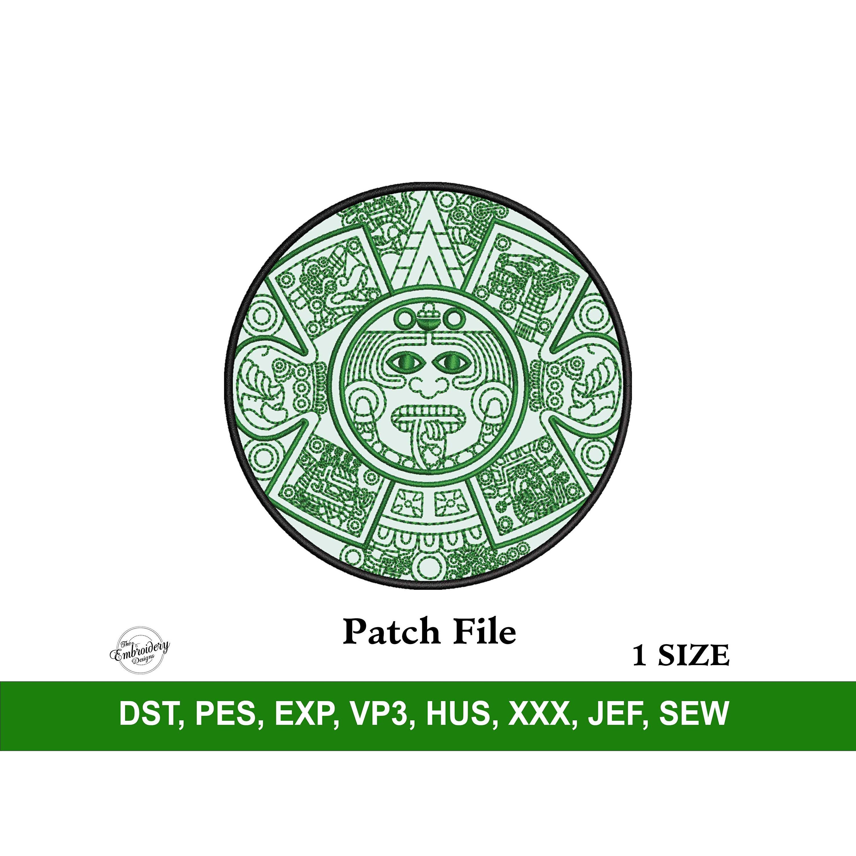Aztec Mayan Calendar Machine Embroidery Design Patch File, Embroidery ...