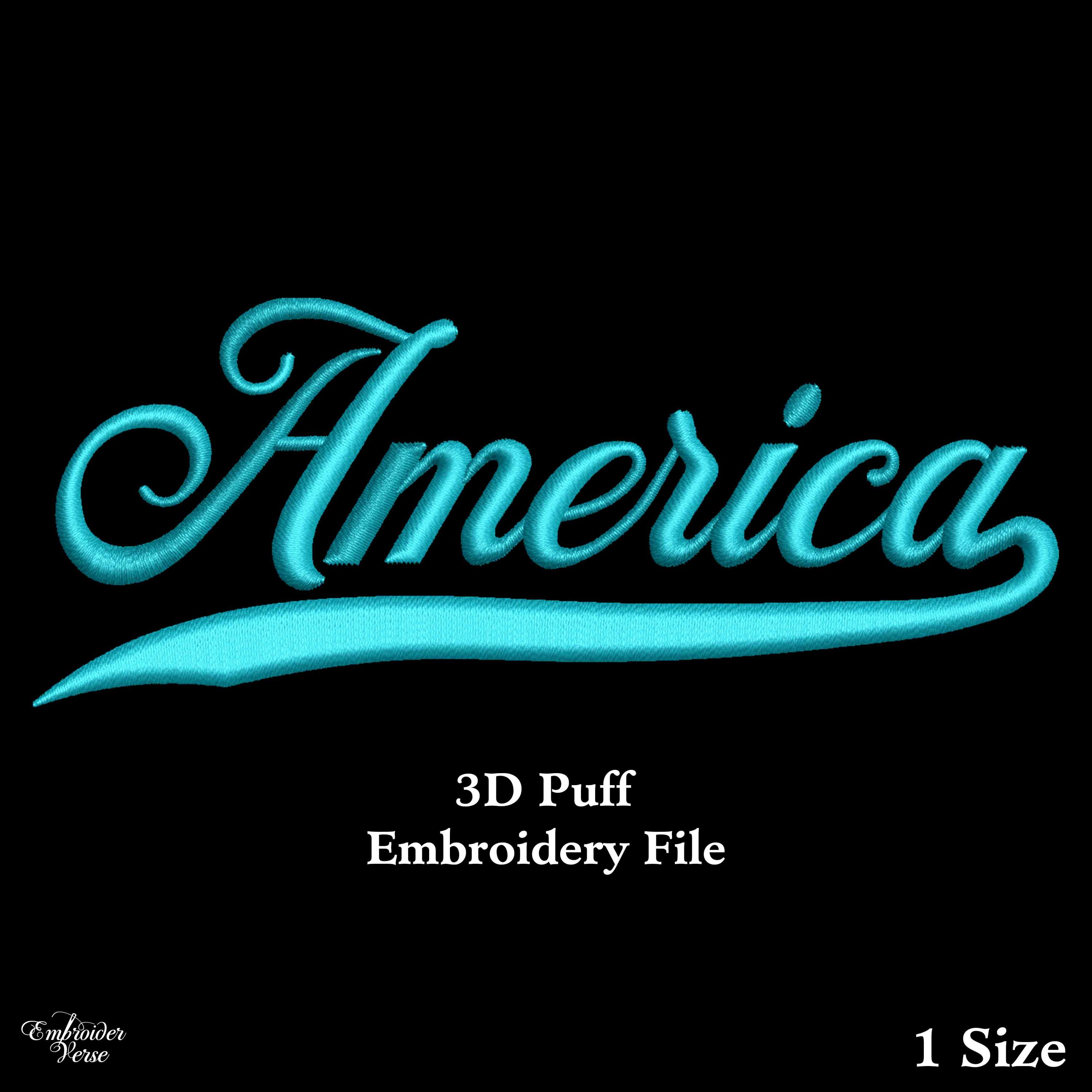 America 3D Puff Embroidery Design Files for Hats and Beanie, Trendy Embroidery, Puffy Foam Embroidery, Custom Dad and Baseball Hat Pes File